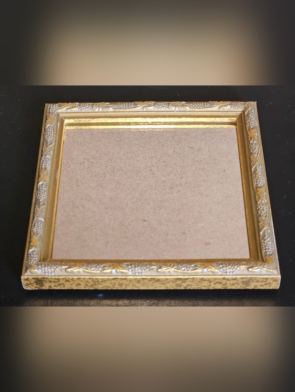 Vtg Home Interior Gold Gilt Wood Embossed Framed Square 2 Way Hangers 6” Mirror